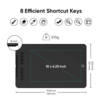 XPPen Deco01 V3 Graphics Drawing Tablet With Stylus Black