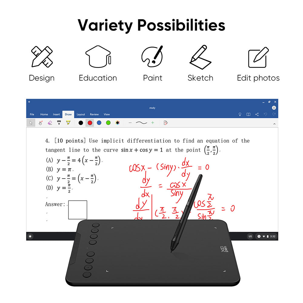 XPPen Deco01 V3 Graphics Drawing Tablet With Stylus Black