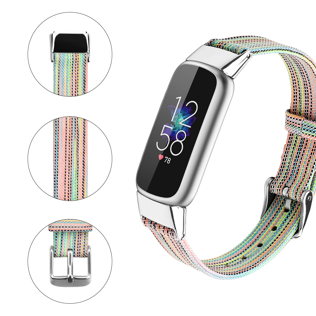 Replacement Nylon Canvas Watch Strap Band for Fitbit Luxe Multi