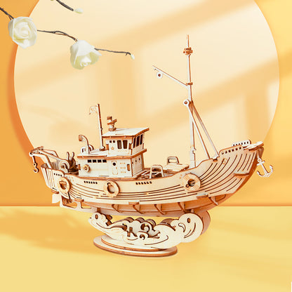 Robotime Fishing Ship 3D Wooden Puzzle