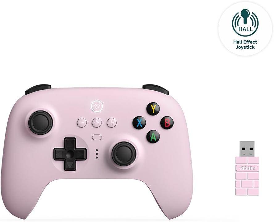 8BitDo Ultimate 2.4G Gaming Controller with Charging Dock (Hall Effect Joysticks) Pink