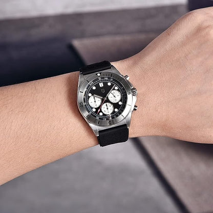 Pagani Design 1705 Men's Quartz Stainless Steel Chronograph Watch Black