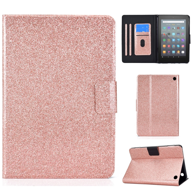 Flip Cover Case With Stand & Card Holder For Amazon Fire 7 2022 Rose Gold