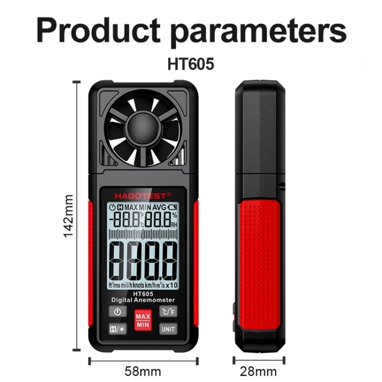 HABOTEST HT605 Portable Digital Display Handheld Wind Speed Tester