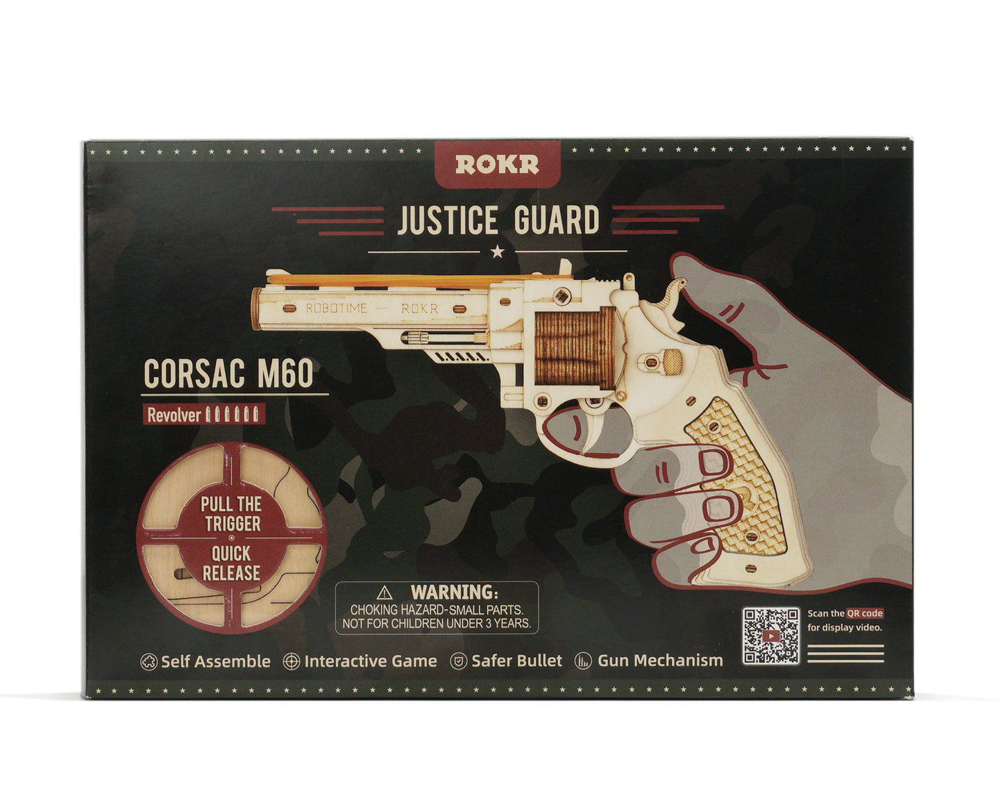 Robotime Corsac M60 Justice Guard DIY 3D Wooden Gun