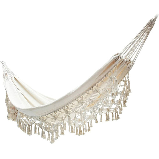 Outdoor Camping Double Hammock With Tassels 200cm x 150cm