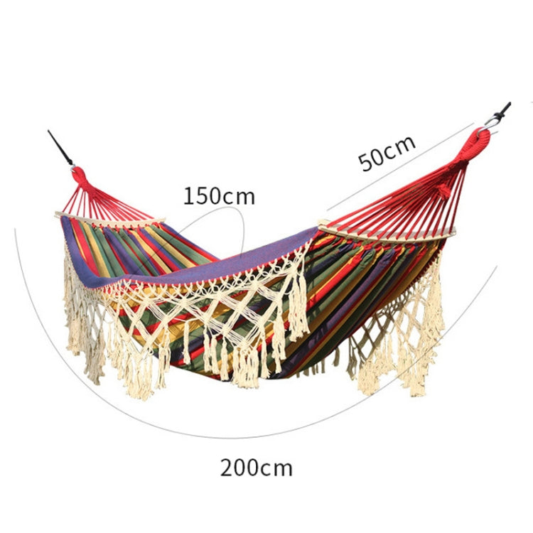 Outdoor Camping Double Hammock With Tassels 200cm x 150cm