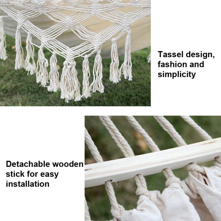 Outdoor Camping Double Hammock With Tassels 200cm x 150cm