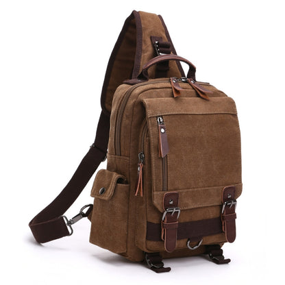 Outdoor Travel Messenger Canvas Crossbody Chest Bag Brown