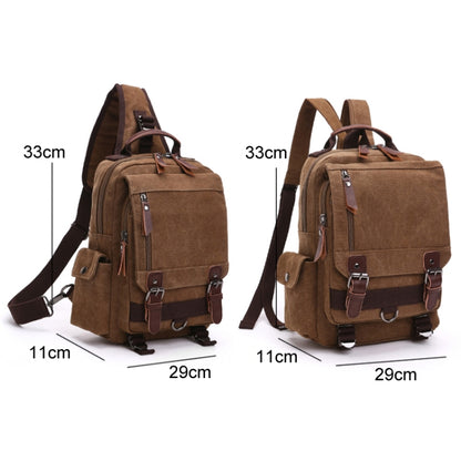 Outdoor Travel Messenger Canvas Crossbody Chest Bag Brown