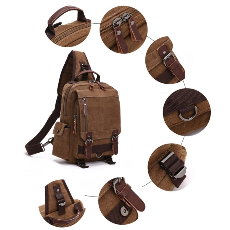 Outdoor Travel Messenger Canvas Crossbody Chest Bag Brown