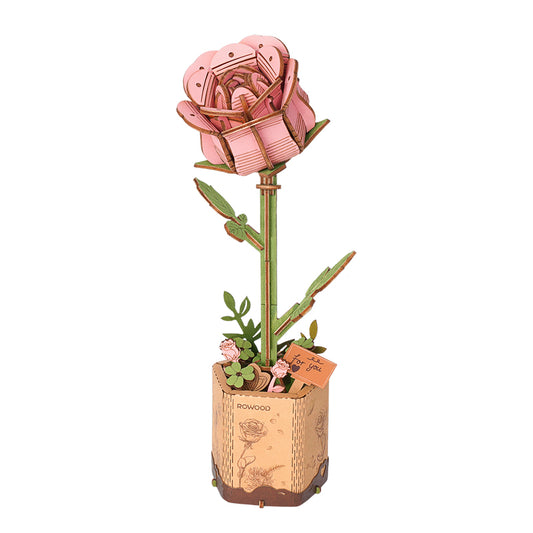 Robotime Pink Rose Flower Bouquet Series DIY 3D Wooden Puzzle