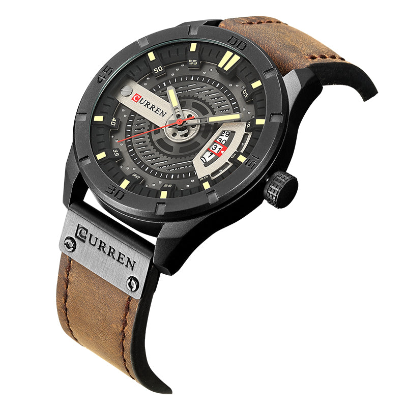 Curren 8301 Men's Quartz Military Sports Watch With Leather Band