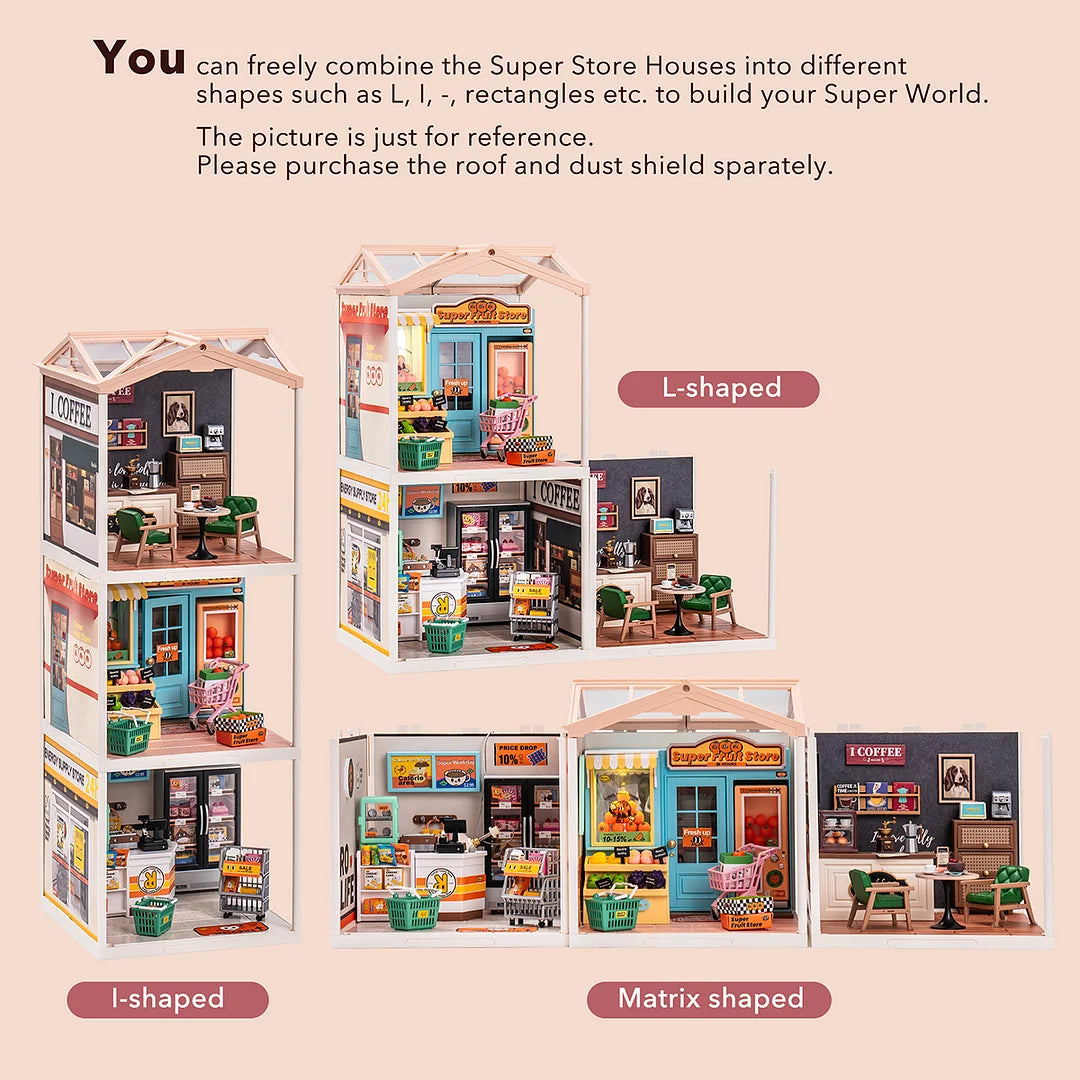 Super Creator Daily Inspiration Cafe Plastic DIY Miniature Dollhouse Kit