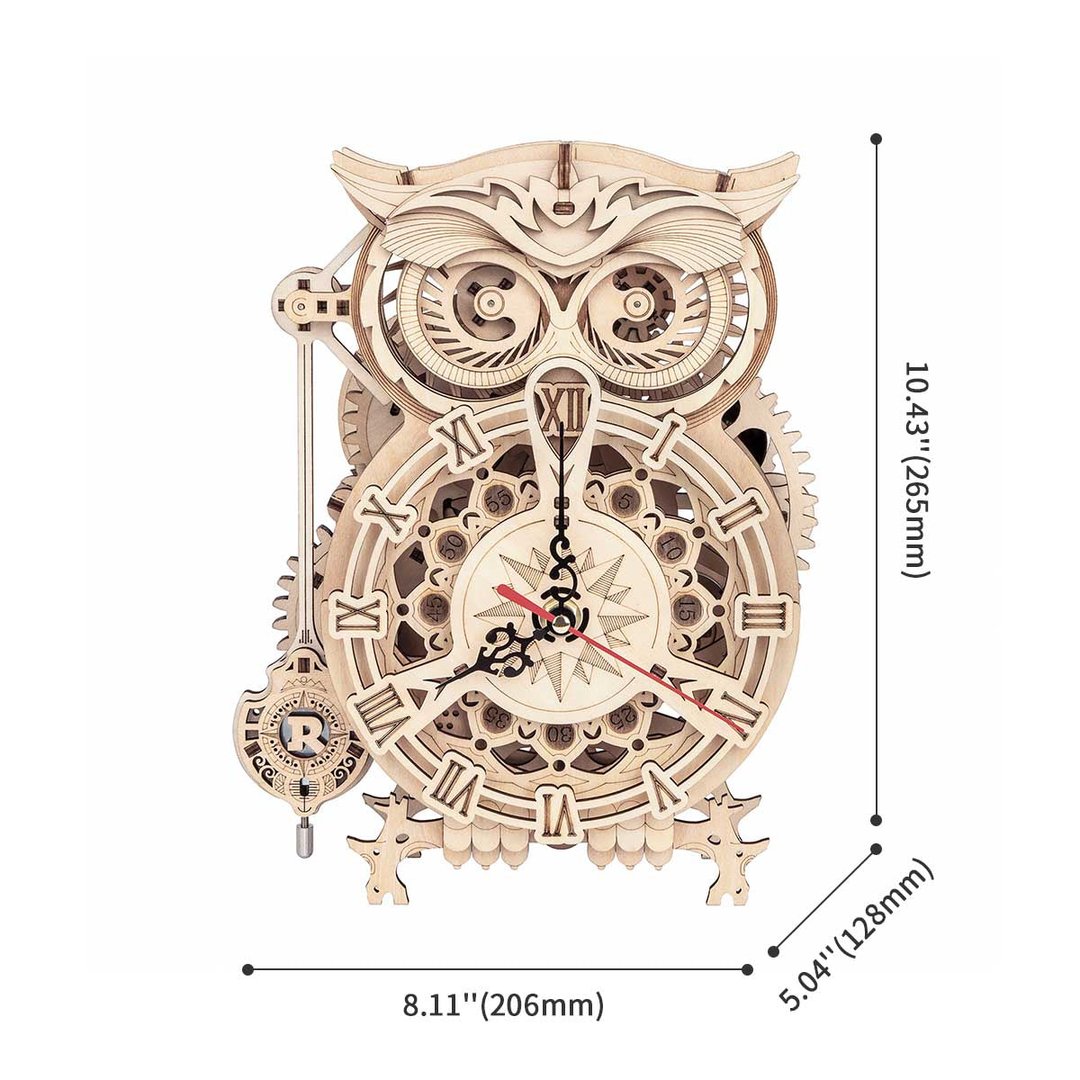 Robotime Owl Clock Mechanical Gears 3D Wooden Puzzle 161 Piece