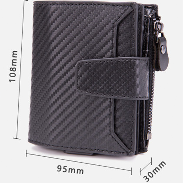 Bifold Multi-Card Leather Wallet with Pop-Up Card Holder and Coin Zip Closure